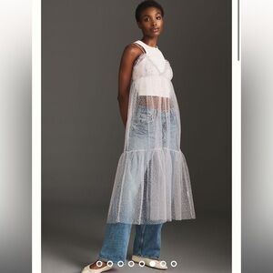 Anthropologie Sheer Dot Tulle Slip Dress Size XS Lavender Purple